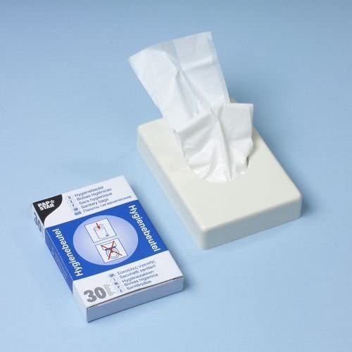 Papstar Hygienebeutel 28,5 cm x 8 cm x 7 cm weiß im Spenderkarton (50 x 30 = 1500 Stück)