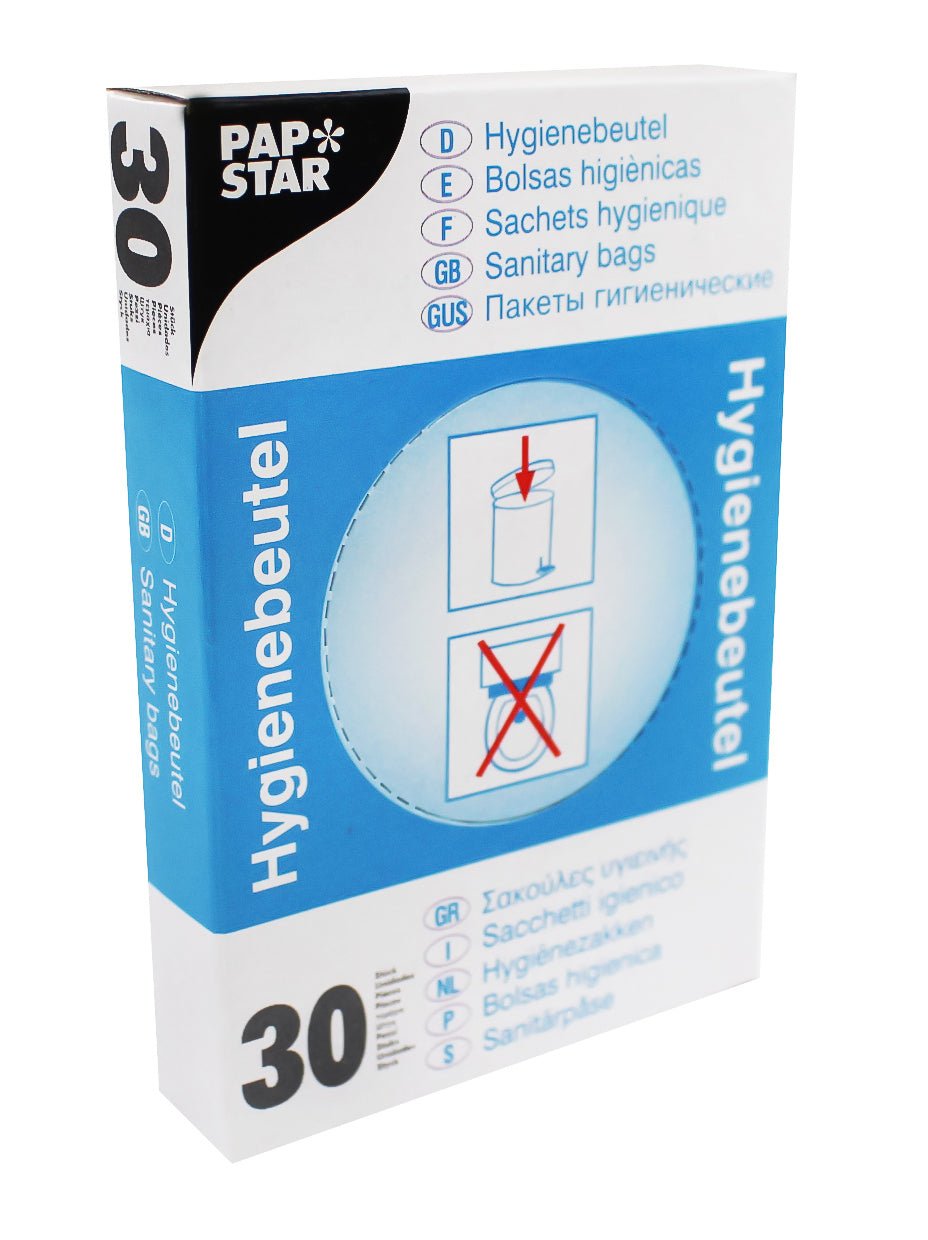 Papstar Hygienebeutel 28,5 cm x 8 cm x 7 cm weiß im Spenderkarton